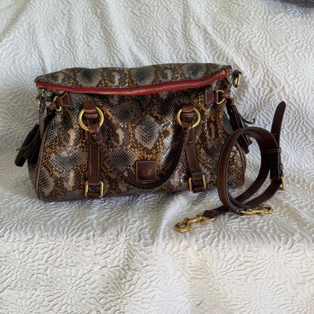 Dooney & Bourke Brown Shoulder Bag with Gold Accents